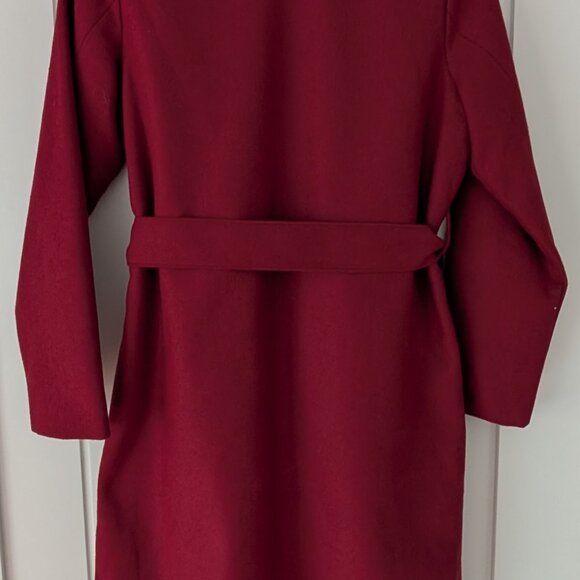CHICWISH Free Myself Open Front Wool-Blend Coat in Wine, size M - Picture 3 of 10